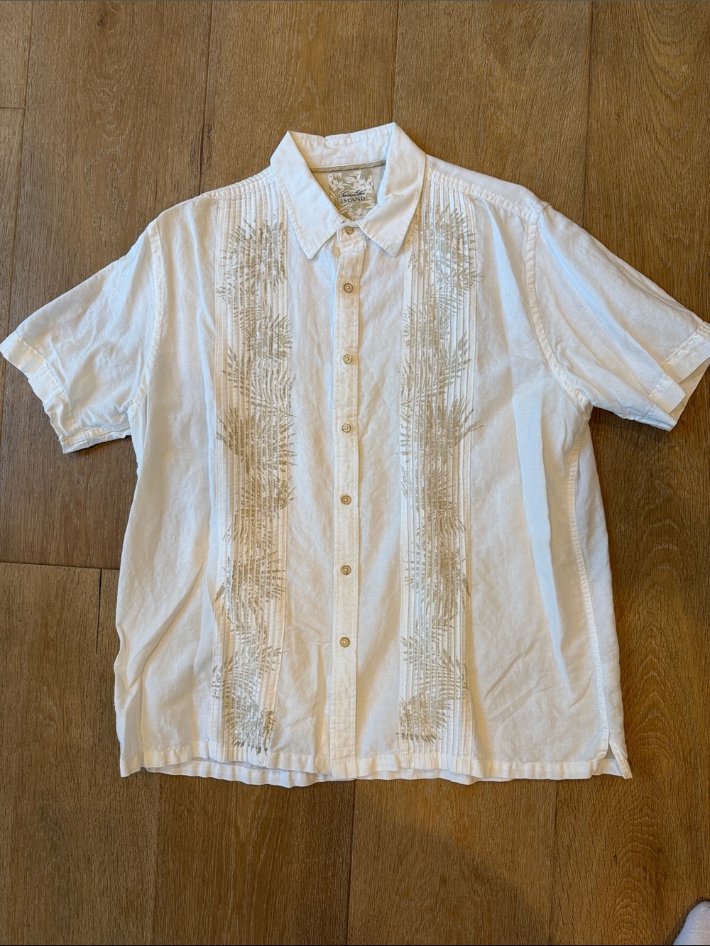 Tasso Elba Men's White Short-Sleeve Linen Button-Up Shirt